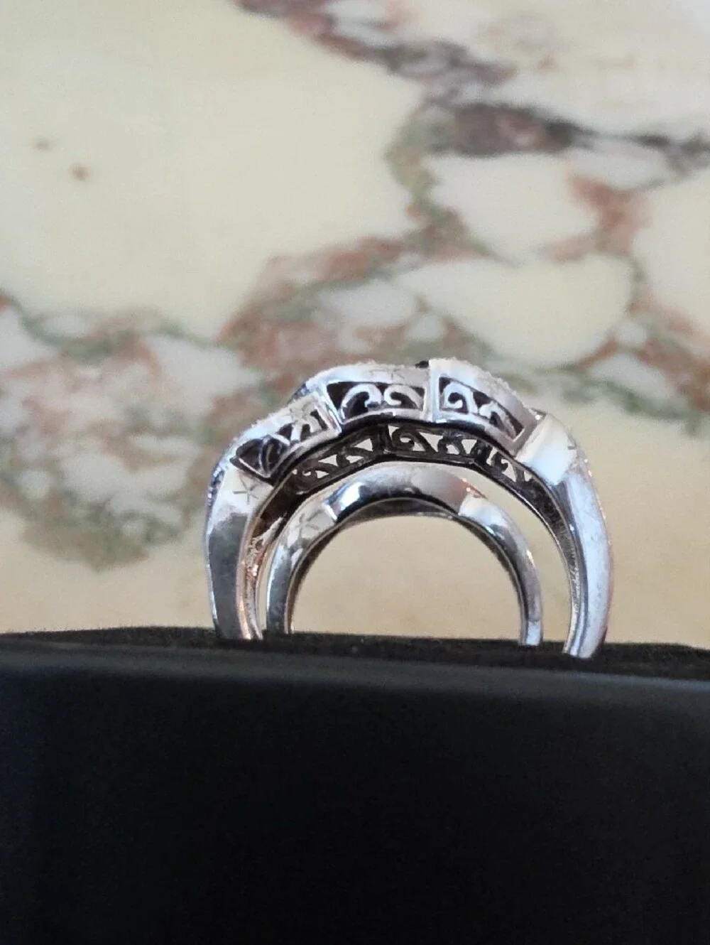 Sterling Silver & Diamond Chip Twisted Infinity Ring Set